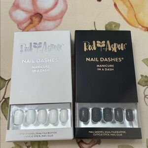 Red Aspen Nail Dashes Set of 2- Black and White